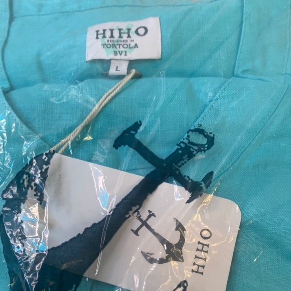 Hiho Bananakeet Linen Dress Capri Turquoise Blue Large NWT - Picture 4 of 9
